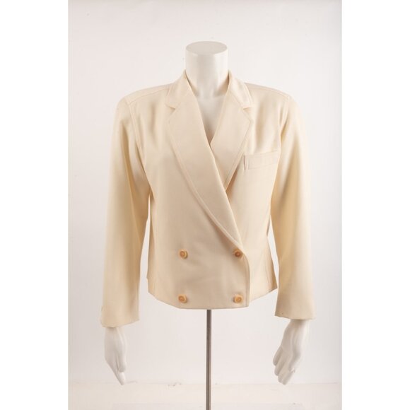 Gucci Vintage Womens Short Blazer Suit Jacket Ivory Size 40 US S Small Wool 80s - Picture 1 of 5